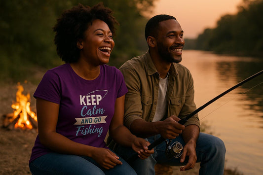 Funny Fishing T-Shirt: Keep Calm Angling Tee, Relaxed Fit