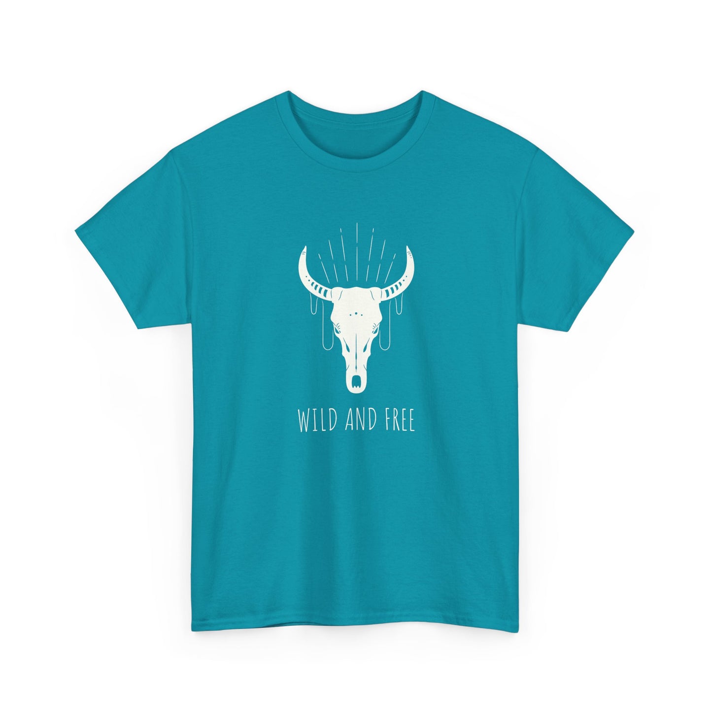 Wild and Free T-Shirt with Longhorn Skull, Boho Graphic Tee, Western Style Shirt,  Perfect Gift for Nature Lovers, Unique Cow Skull Apparel