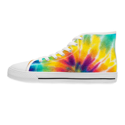 Tie-dye high-top sneaker on a white background