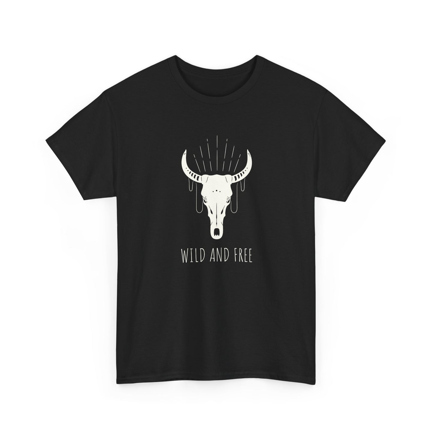 Wild and Free T-Shirt with Longhorn Skull, Boho Graphic Tee, Western Style Shirt,  Perfect Gift for Nature Lovers, Unique Cow Skull Apparel