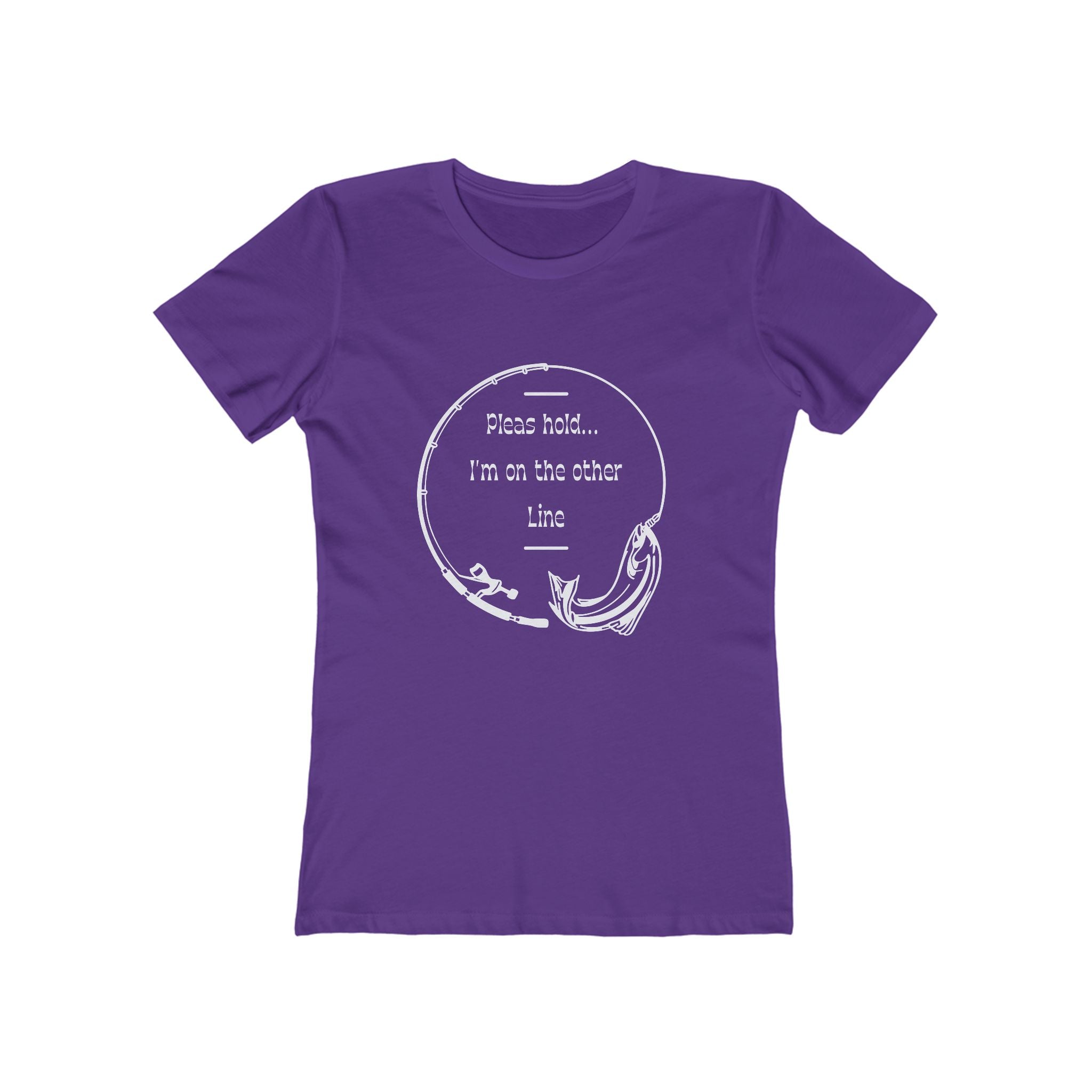 Funny Fishing T-Shirt, Women's Boyfriend Tee, Hold I'm on the Other Line, Fisherman Gift, Fishing Rod Tee, Comfy Graphic Tee