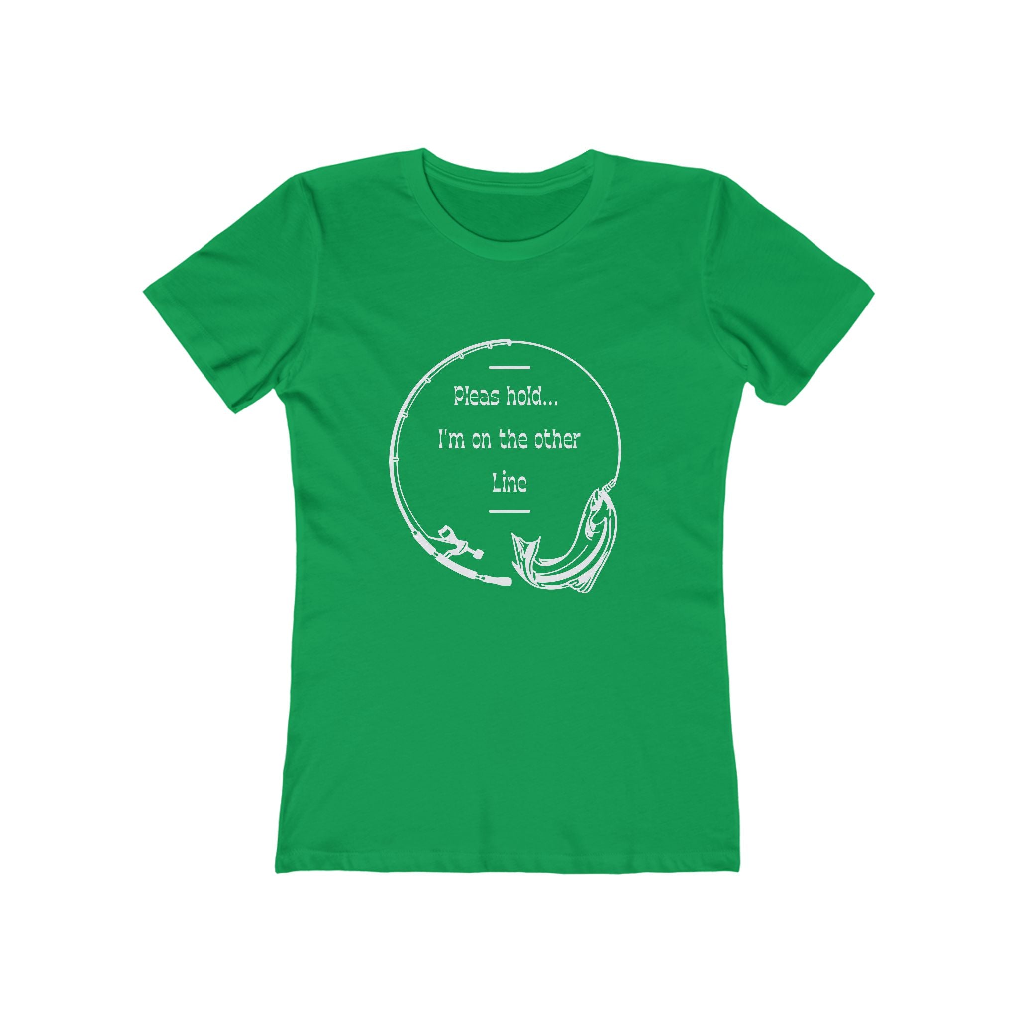 Funny Fishing T-Shirt, Women's Boyfriend Tee, Hold I'm on the Other Line, Fisherman Gift, Fishing Rod Tee, Comfy Graphic Tee