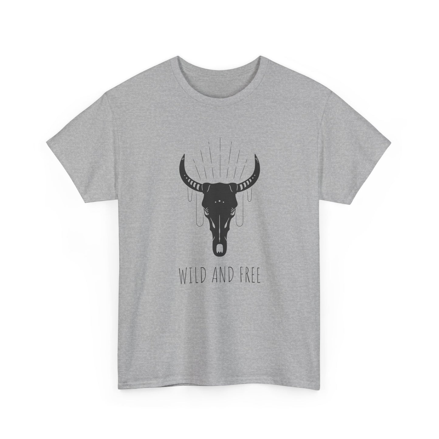 Wild and Free T-Shirt with Longhorn Skull, Boho Graphic Tee, Western Style Shirt,  Perfect Gift for Nature Lovers, Unique Cow Skull Apparel