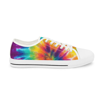 Tie-dye sneaker with white sole on a white background