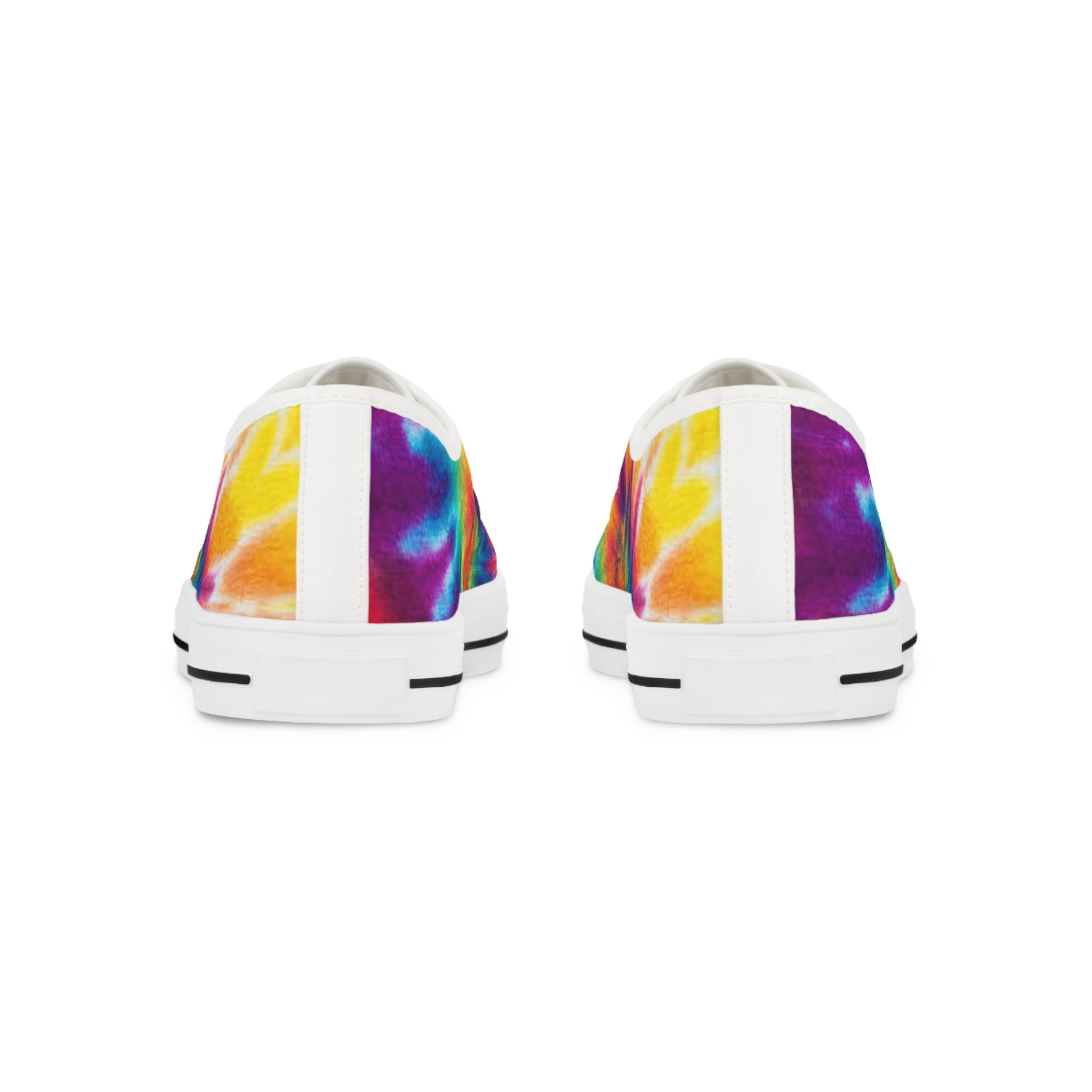 Pair of tie-dye sneakers on a white background