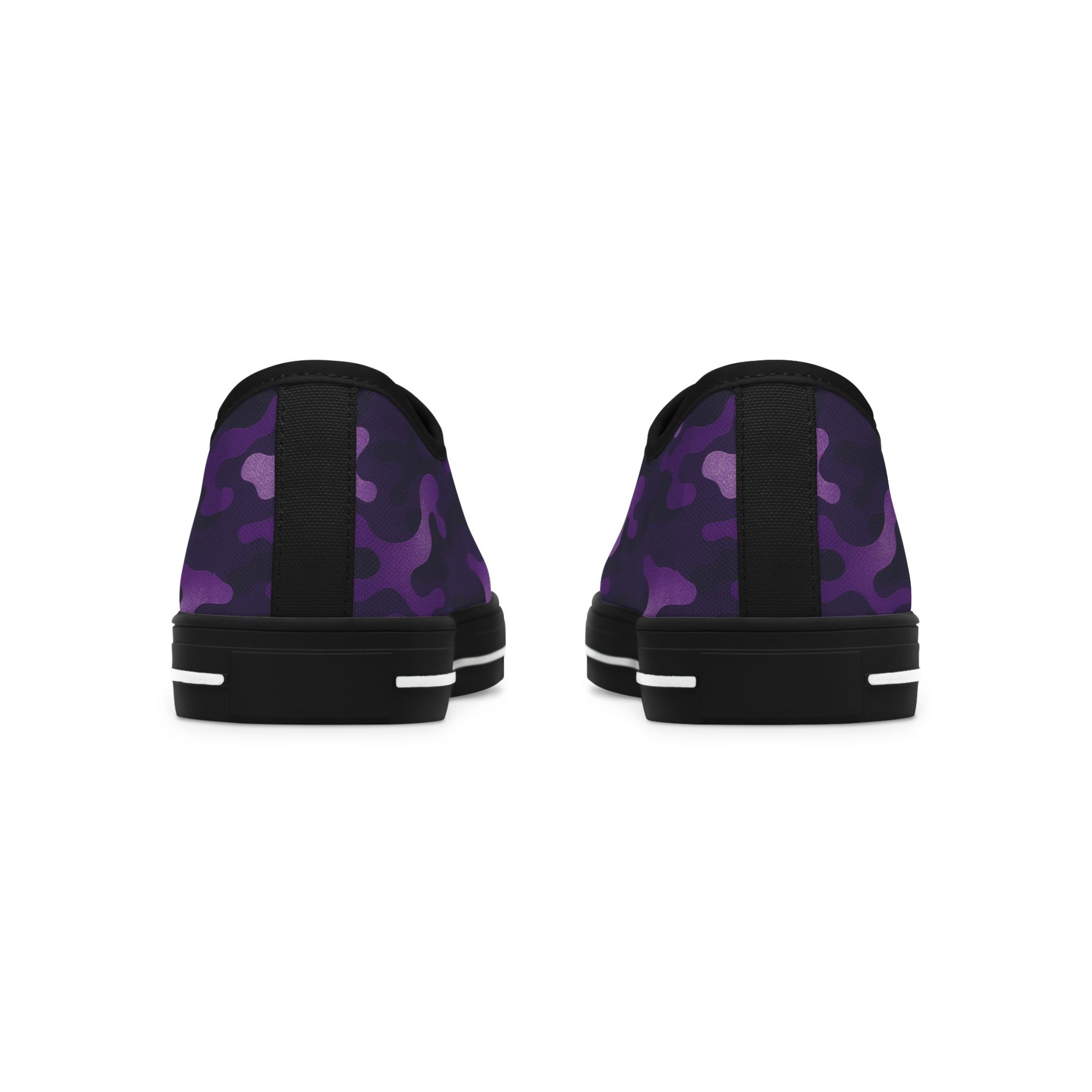 Purple and black slip-on shoes with white sole on a white background