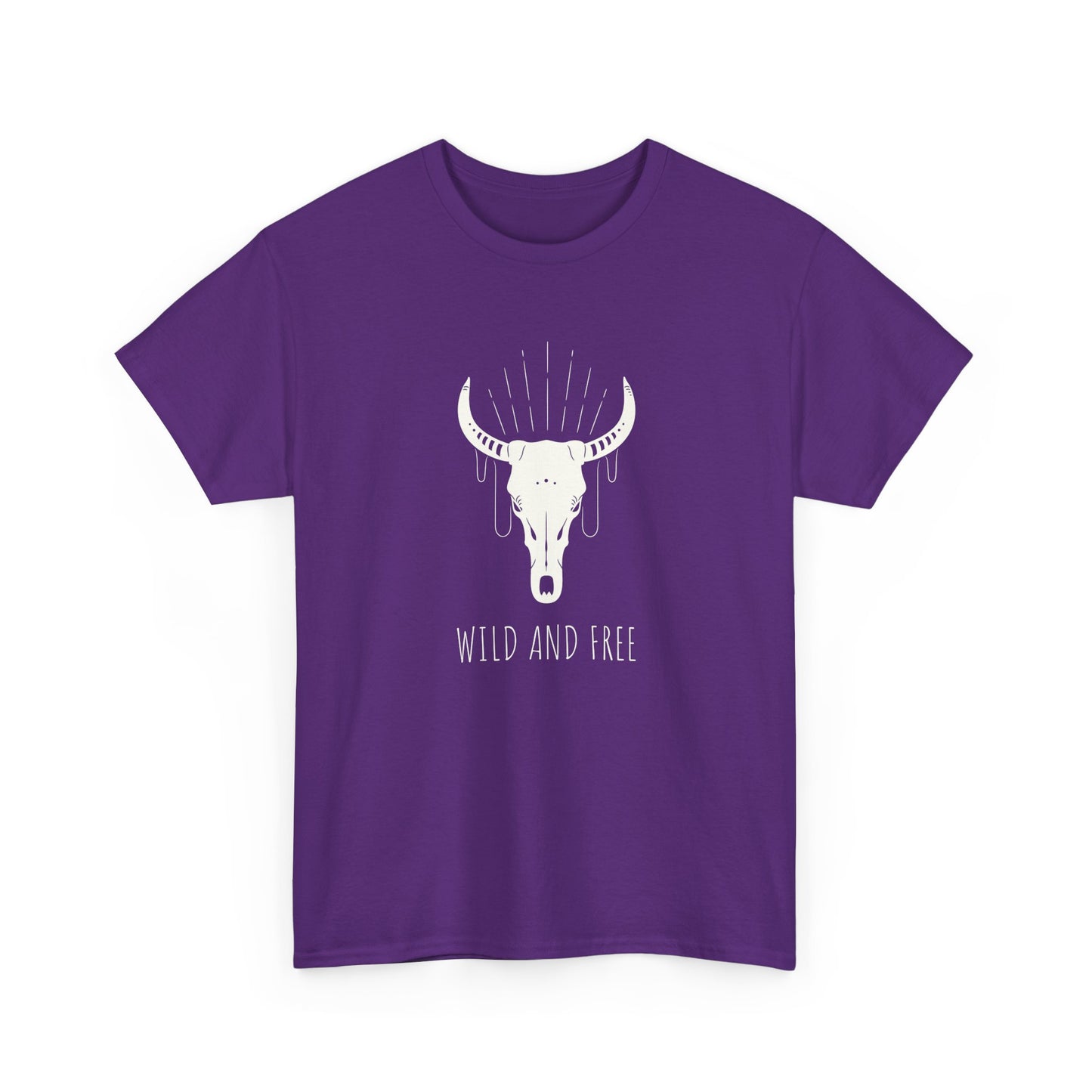 Wild and Free T-Shirt with Longhorn Skull, Boho Graphic Tee, Western Style Shirt,  Perfect Gift for Nature Lovers, Unique Cow Skull Apparel