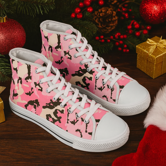 Pink Camo High Top Canvas Sneakers