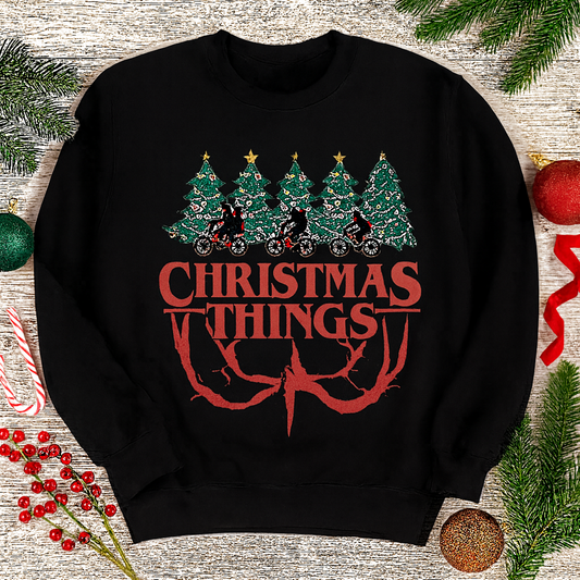 Christmas Things | Minimalist Unisex Fleece Sweatshirt – Soft Cotton Blend in Black, White, or Gray