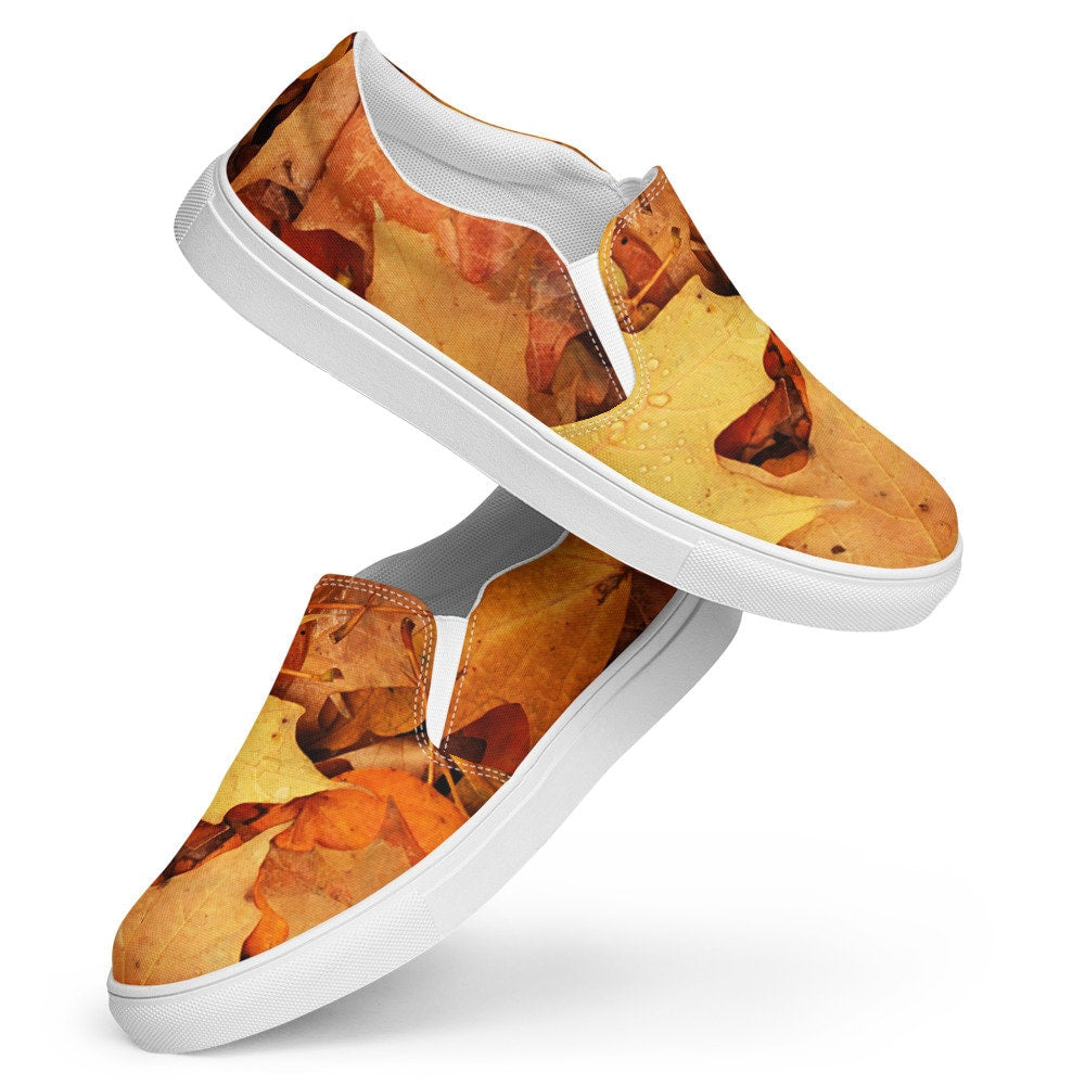 Fall Leaves Women's Canvas Slip-On Sneakers: Autumn Deck Shoes
