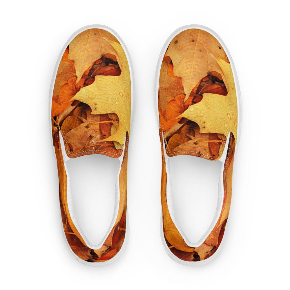 Fall Leaves Women's Canvas Slip-On Sneakers: Autumn Deck Shoes