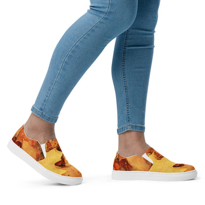Fall Leaves Women's Canvas Slip-On Sneakers: Autumn Deck Shoes