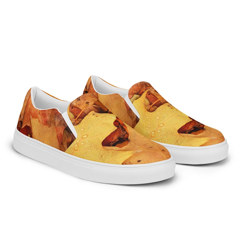 Fall Leaves Women's Canvas Slip-On Sneakers: Autumn Deck Shoes