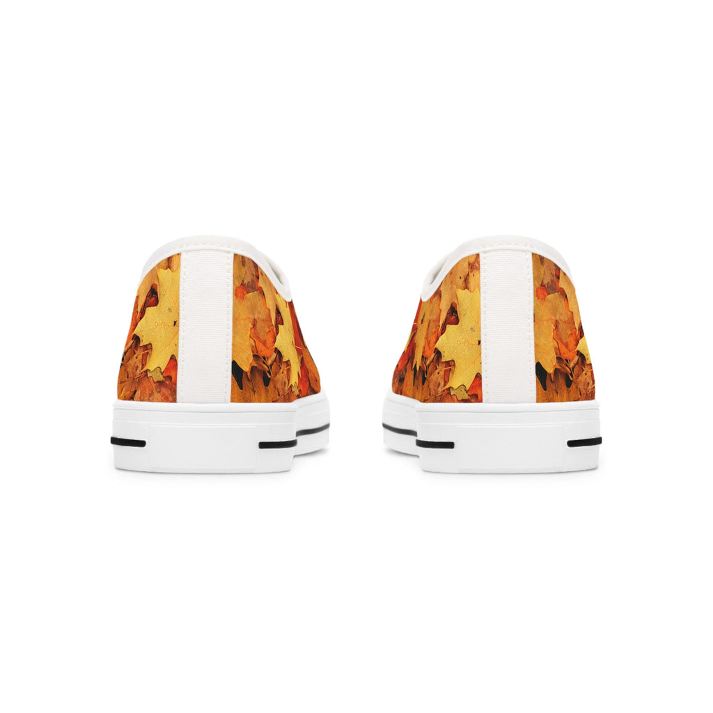 Autumn Leaf Print Low Top Sneakers: Trendy Fall Fashion Footwear for Women