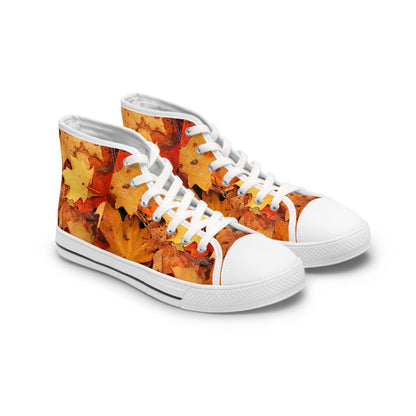 Autumn Leaf High Top Sneakers: Retro Fall Footwear for Women