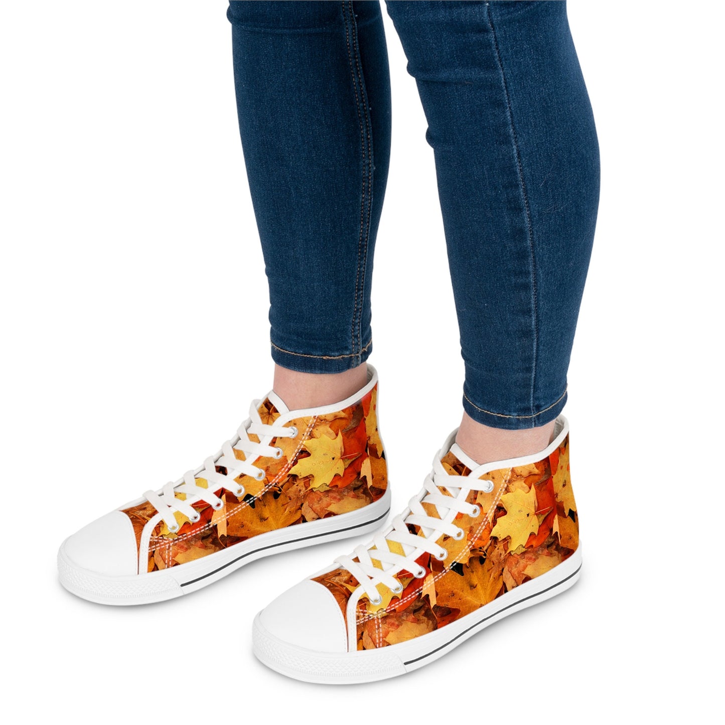 Autumn Leaf High Top Sneakers: Retro Fall Footwear for Women