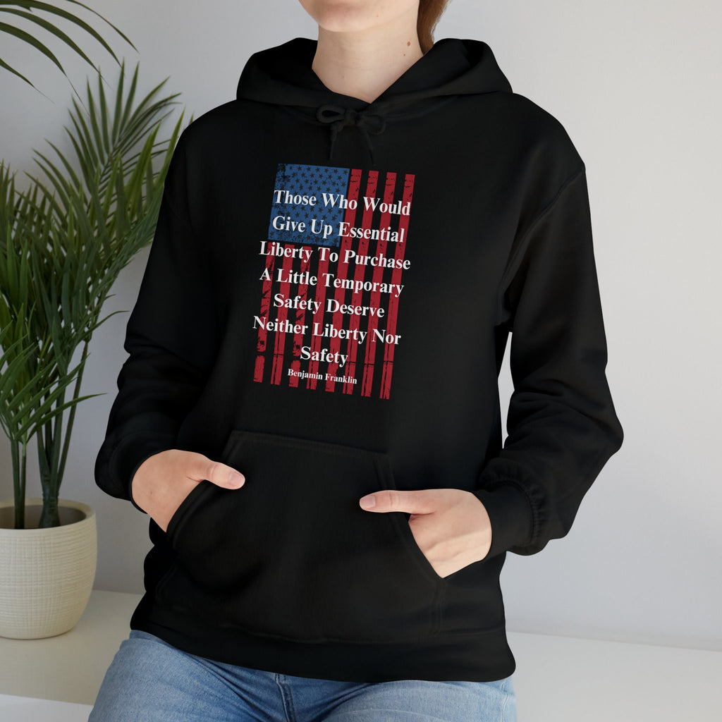 Ben Franklin Quote Hoodie: Patriotic Liberty Clothing