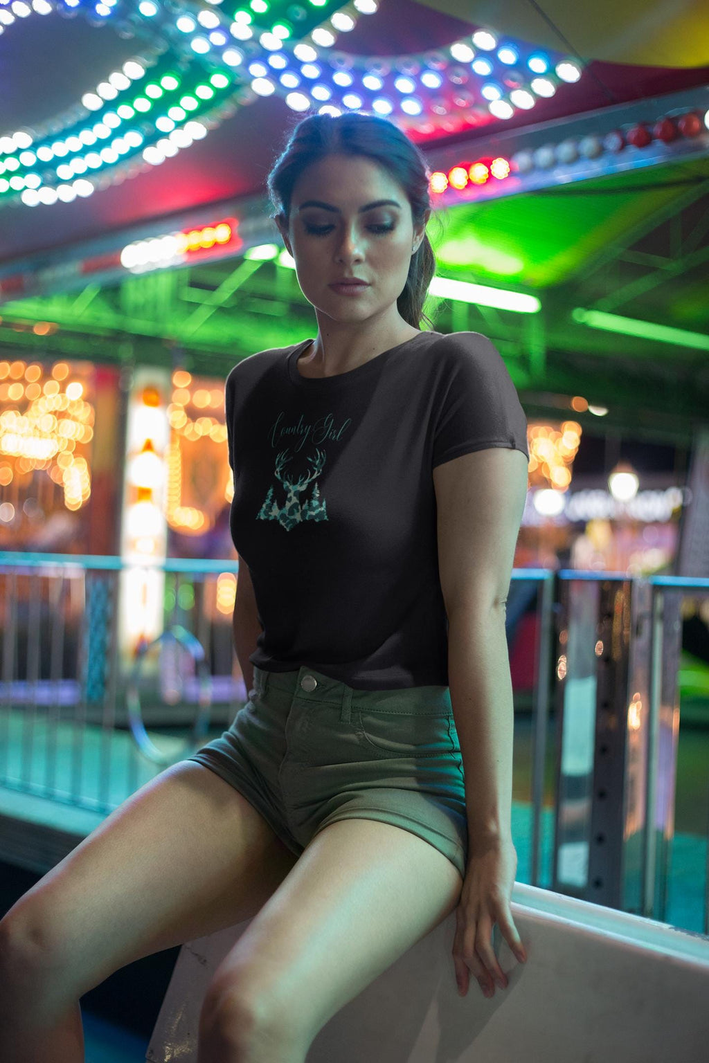 Camo Deer T-Shirt: Country Girl Woodland Silhouette Tee