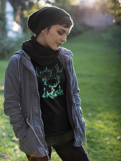 Camo Deer T-Shirt: Country Girl Woodland Silhouette Tee