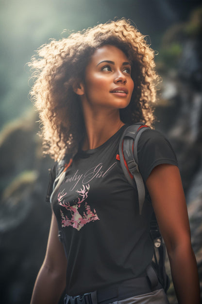 Camo Deer Women's Tee: Country Girl Woodland Silhouette