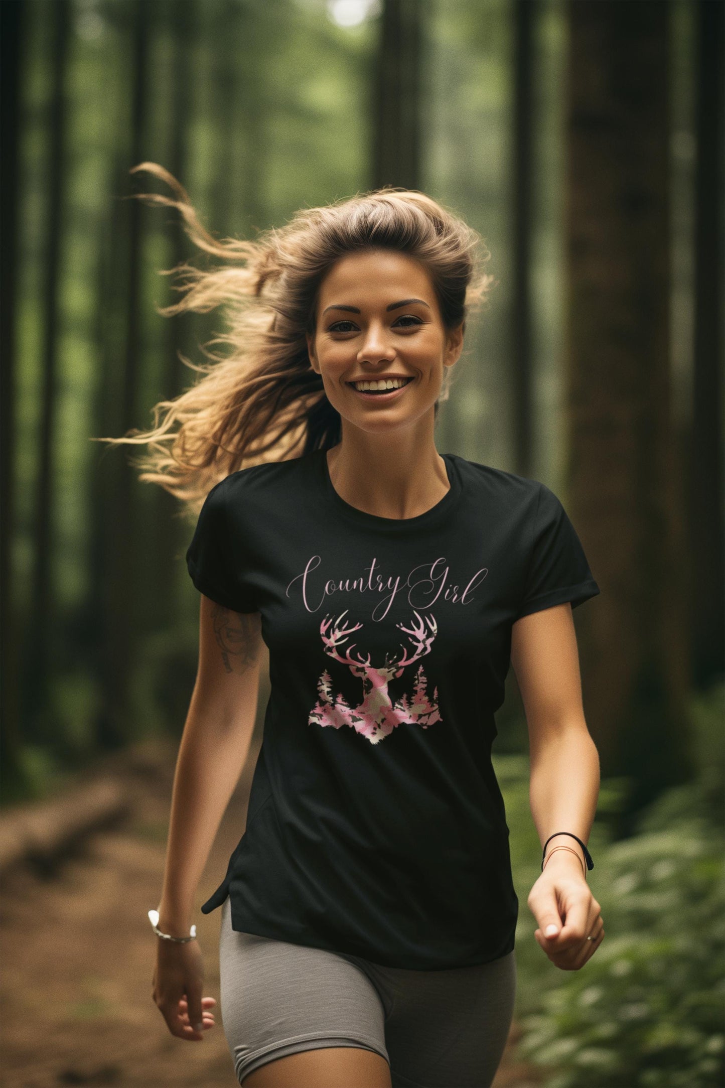 Camo Deer Women's Tee: Country Girl Woodland Silhouette