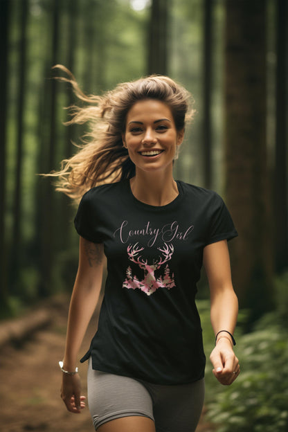 Camo Deer Women's Tee: Country Girl Woodland Silhouette