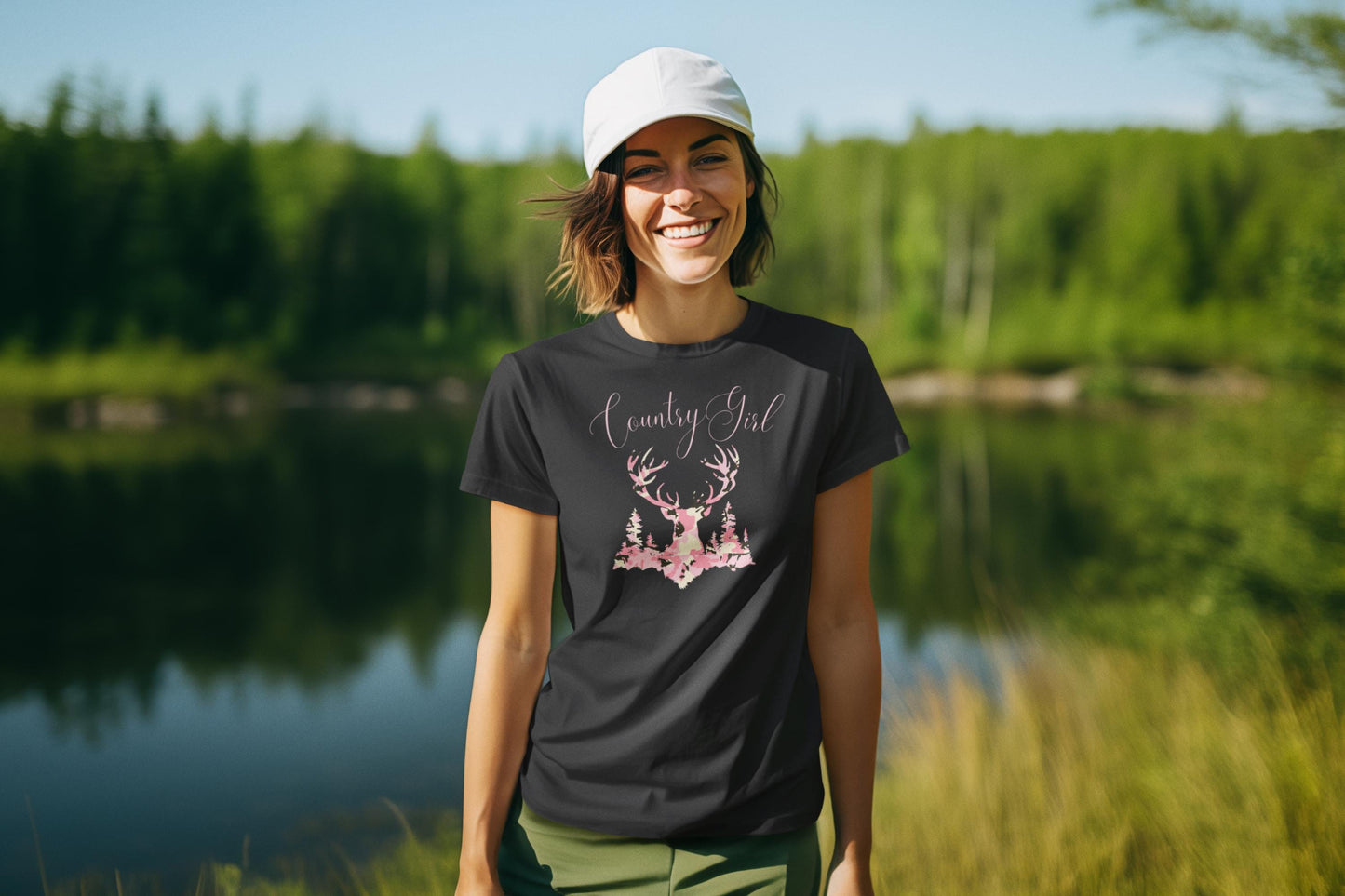 Camo Deer Women's Tee: Country Girl Woodland Silhouette
