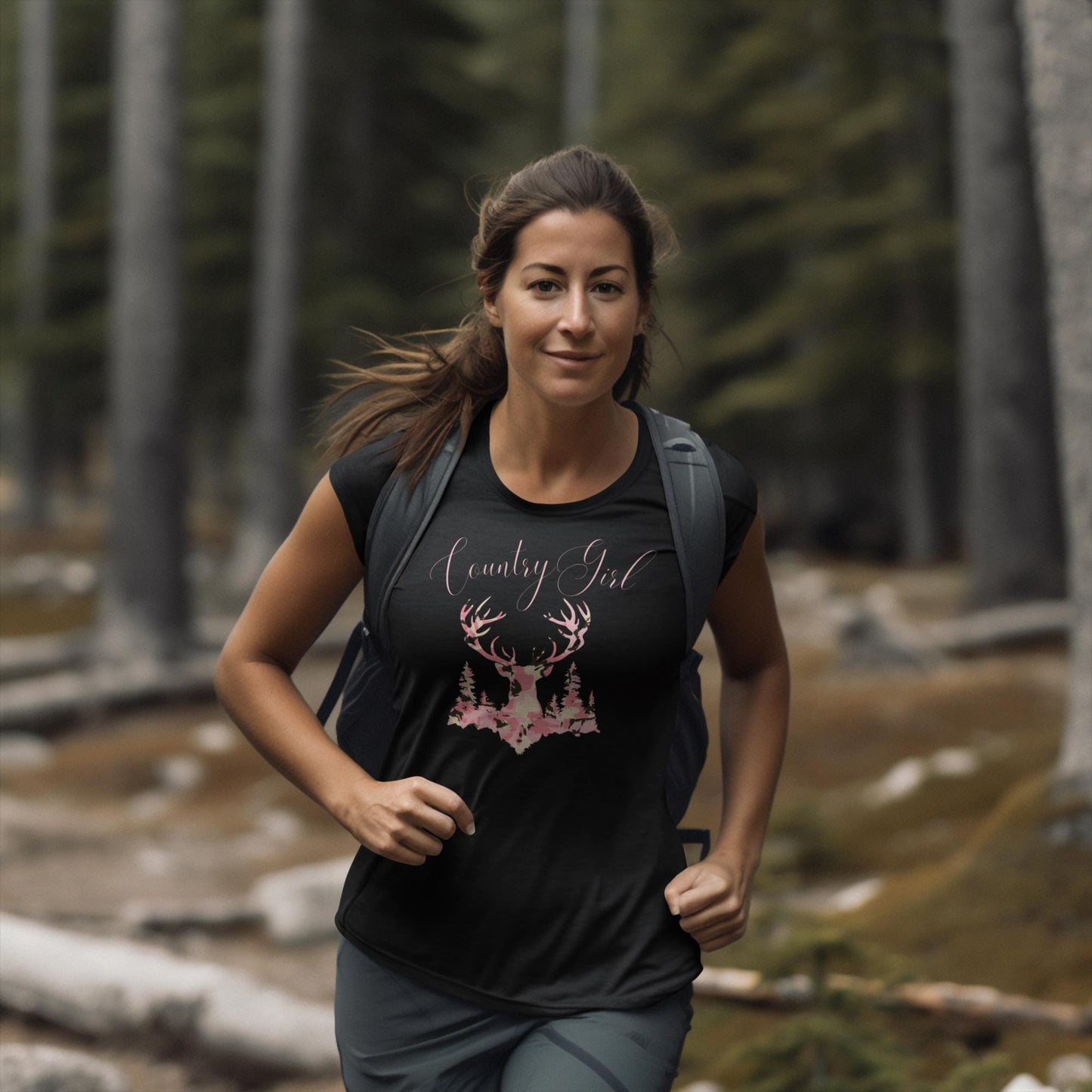 Camo Deer Women's Tee: Country Girl Woodland Silhouette