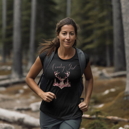 Camo Deer Women's Tee: Country Girl Woodland Silhouette