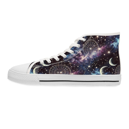 Celestial High Top Sneakers: Space Pattern Galaxy Shoes