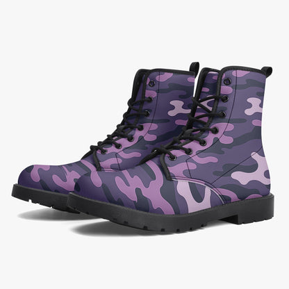 Unisex Purple Camo Waterproof Combat Boots