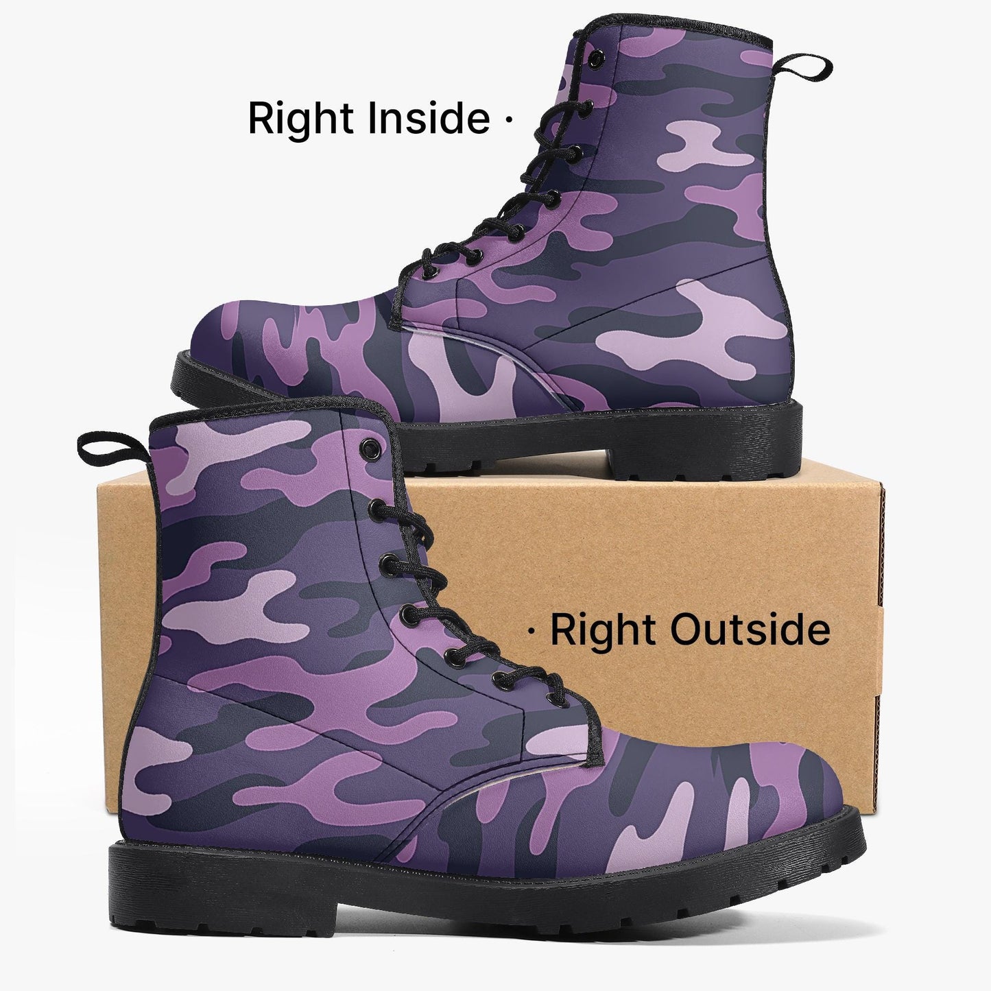 Unisex Purple Camo Waterproof Combat Boots