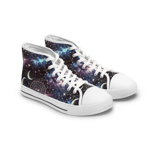 Celestial High Top Sneakers: Space Pattern Galaxy Shoes
