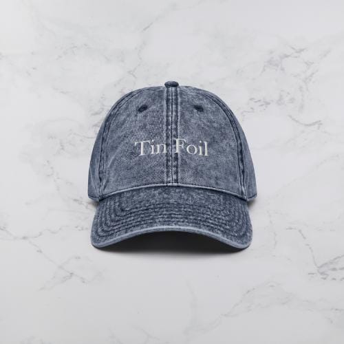 Embroidered Tin Foil Vintage Washed Hat