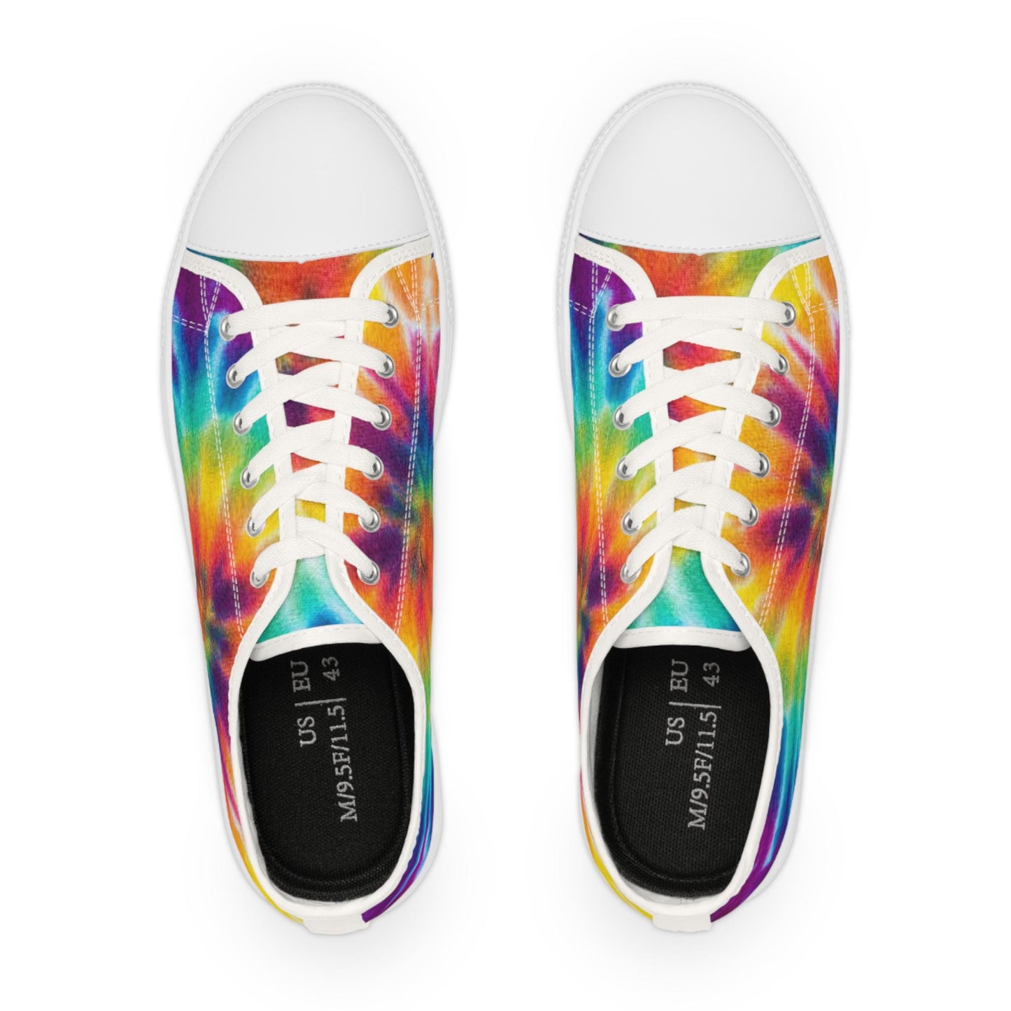 Vibrant Tie-Dye Low Top Sneakers: Colorful Rainbow Trainers for Men's Casual Street Style