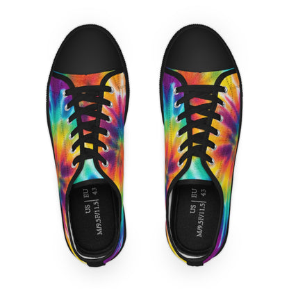 Vibrant Tie-Dye Low Top Sneakers: Colorful Rainbow Trainers for Men's Casual Street Style