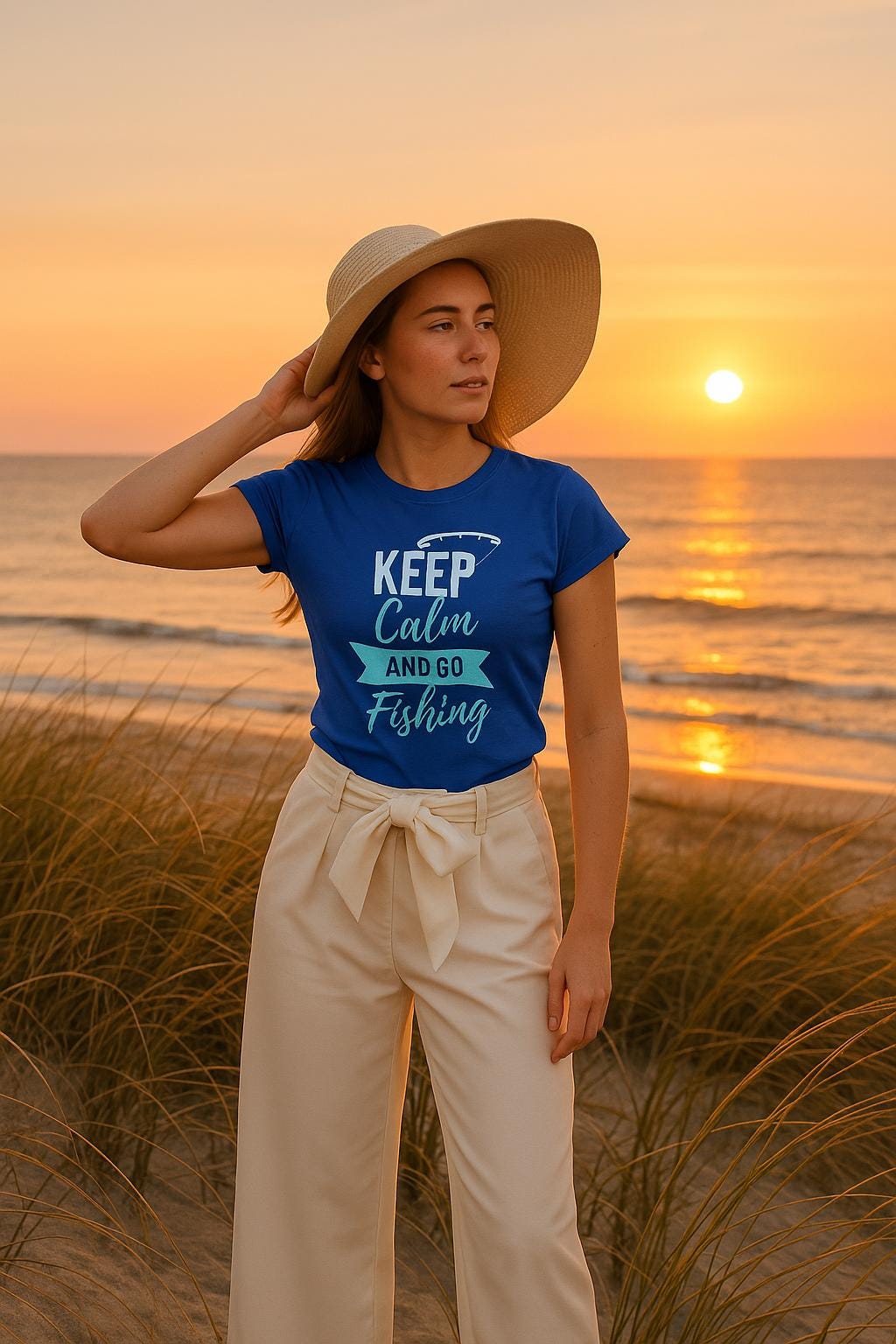 Funny Fishing T-Shirt: Keep Calm Angling Tee, Relaxed Fit