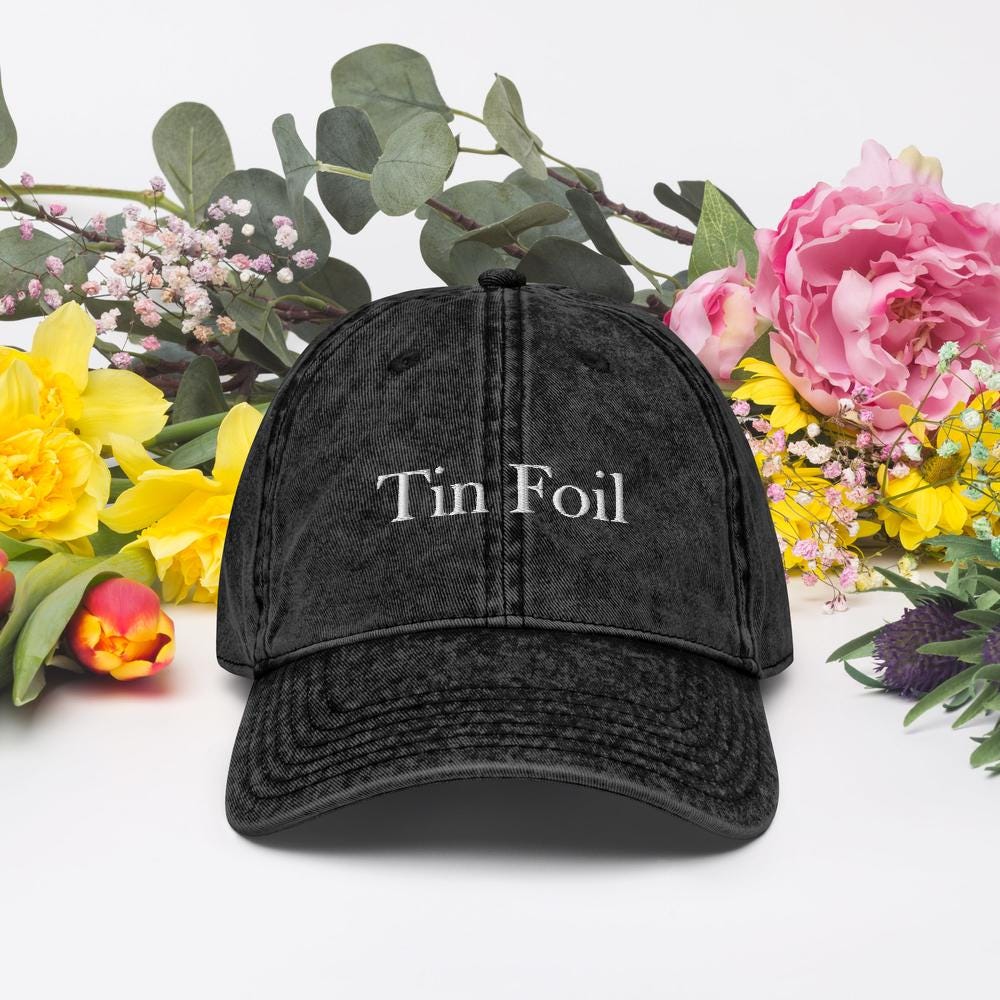 Embroidered Tin Foil Vintage Washed Hat