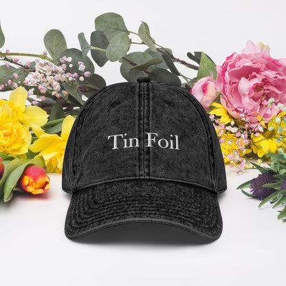 Embroidered Tin Foil Vintage Washed Hat