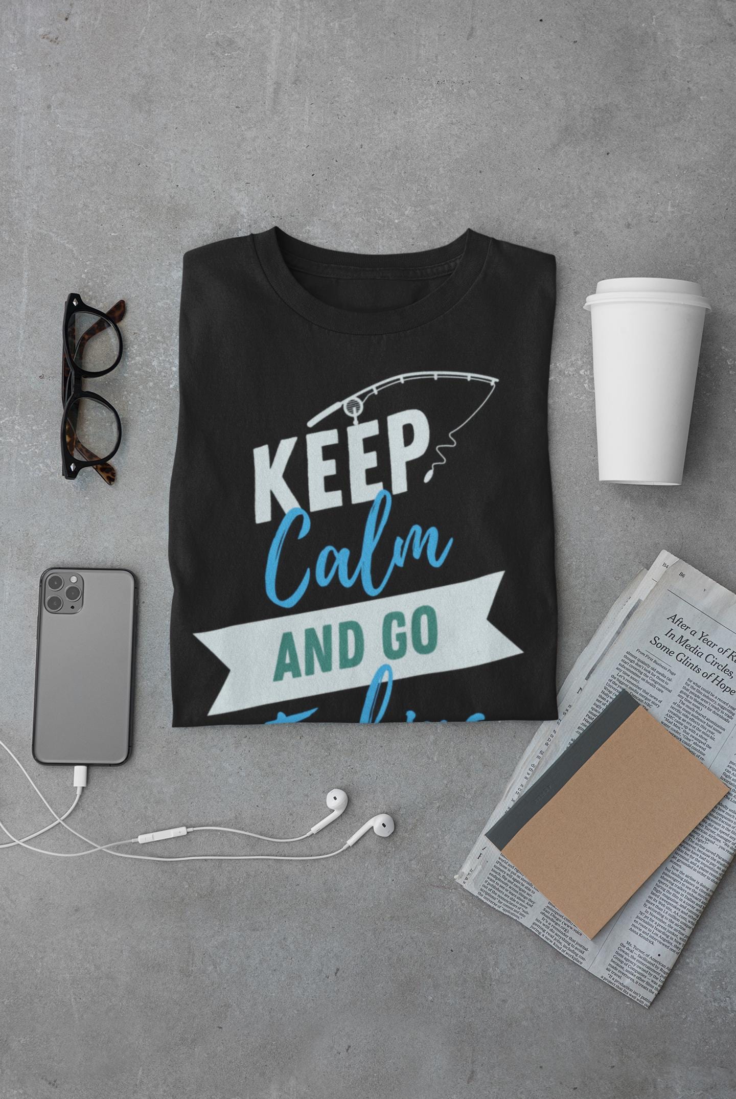 Funny Fishing T-Shirt: Keep Calm Angling Tee, Relaxed Fit