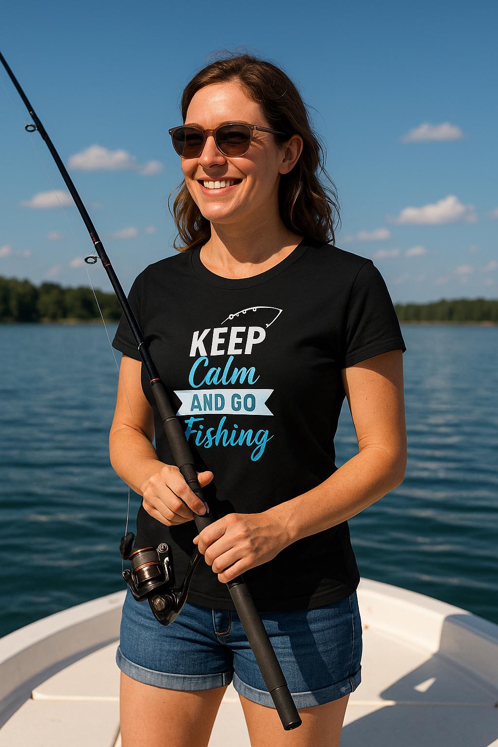 Funny Fishing T-Shirt: Keep Calm Angling Tee, Relaxed Fit
