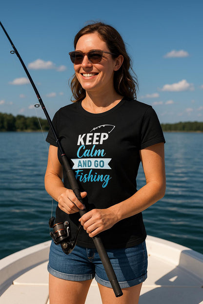Funny Fishing T-Shirt: Keep Calm Angling Tee, Relaxed Fit