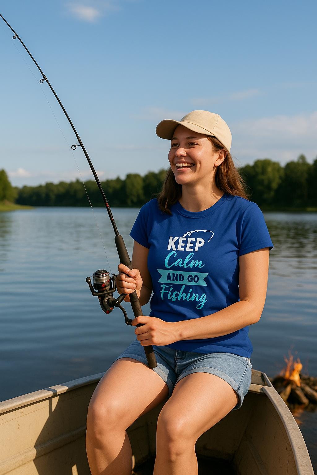 Funny Fishing T-Shirt: Keep Calm Angling Tee, Relaxed Fit
