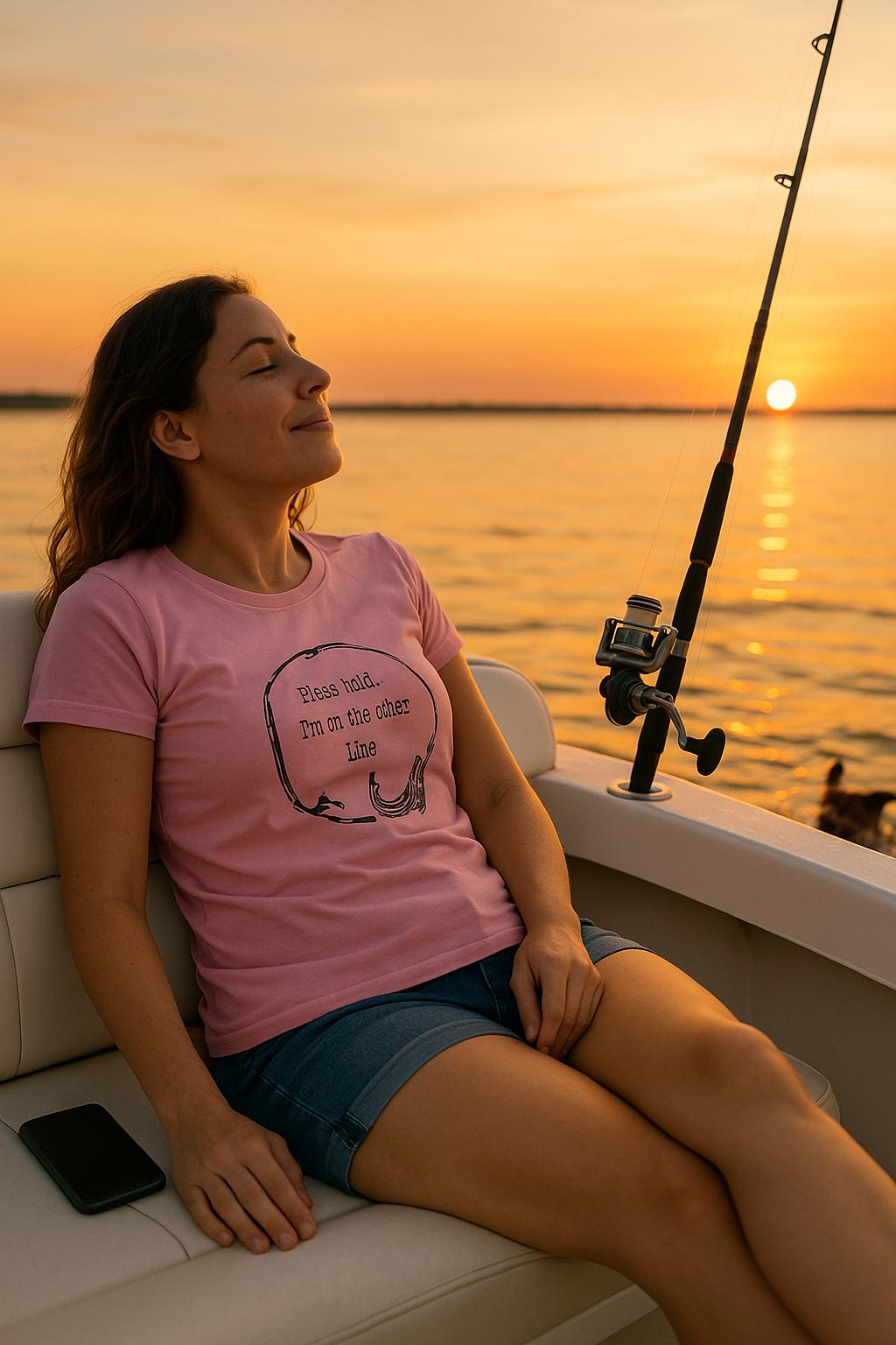 Funny Fishing T-Shirt: Hold I'm on the Other Line, Fisherman Gift