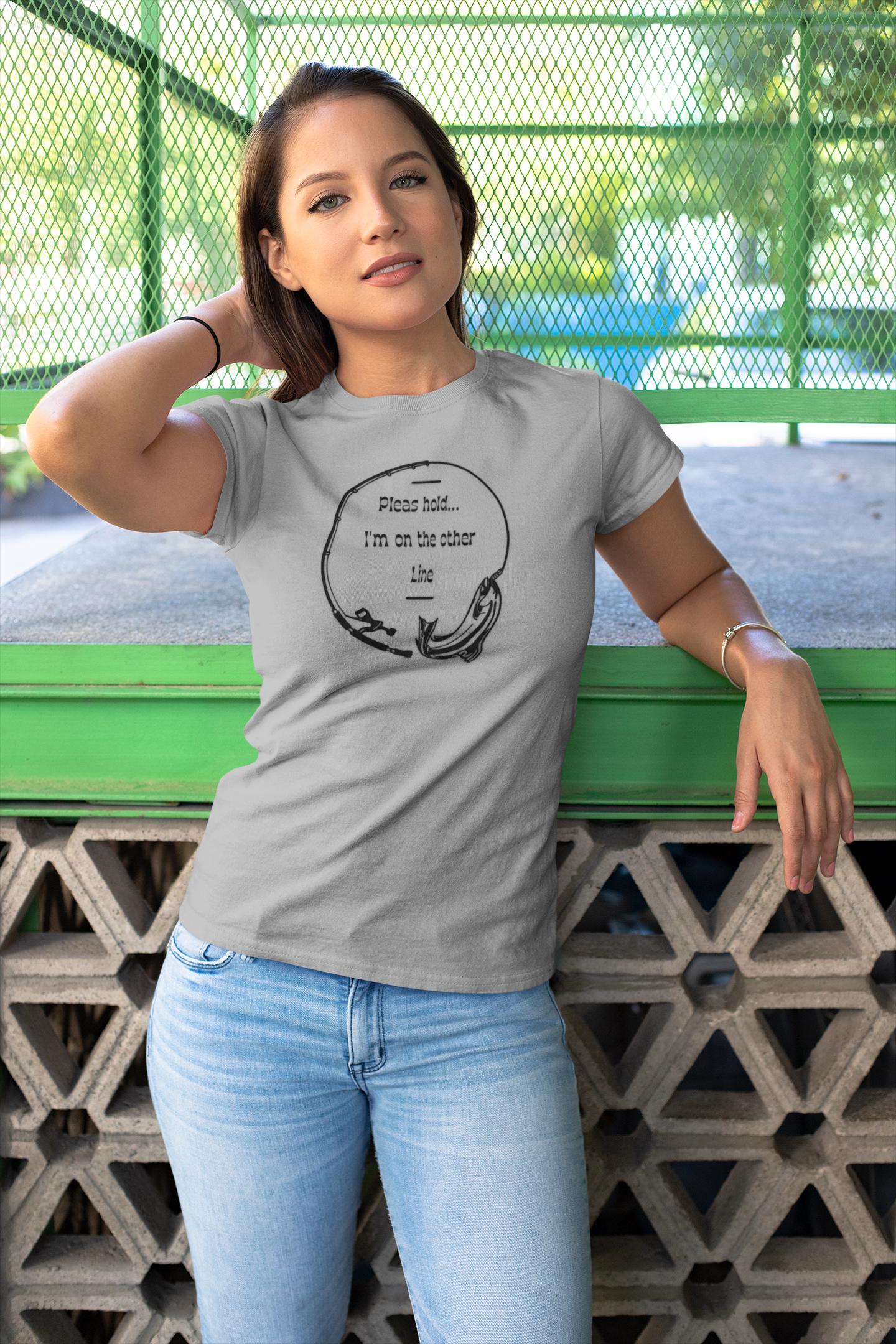 Funny Fishing T-Shirt: Hold I'm on the Other Line, Fisherman Gift