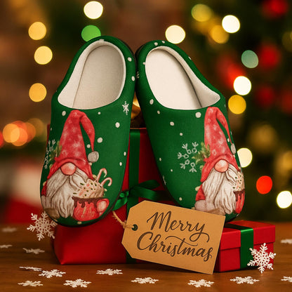 Festive Santa Gnome Slippers: Cozy Christmas Footwear for Women, Indoor Holiday House Shoes