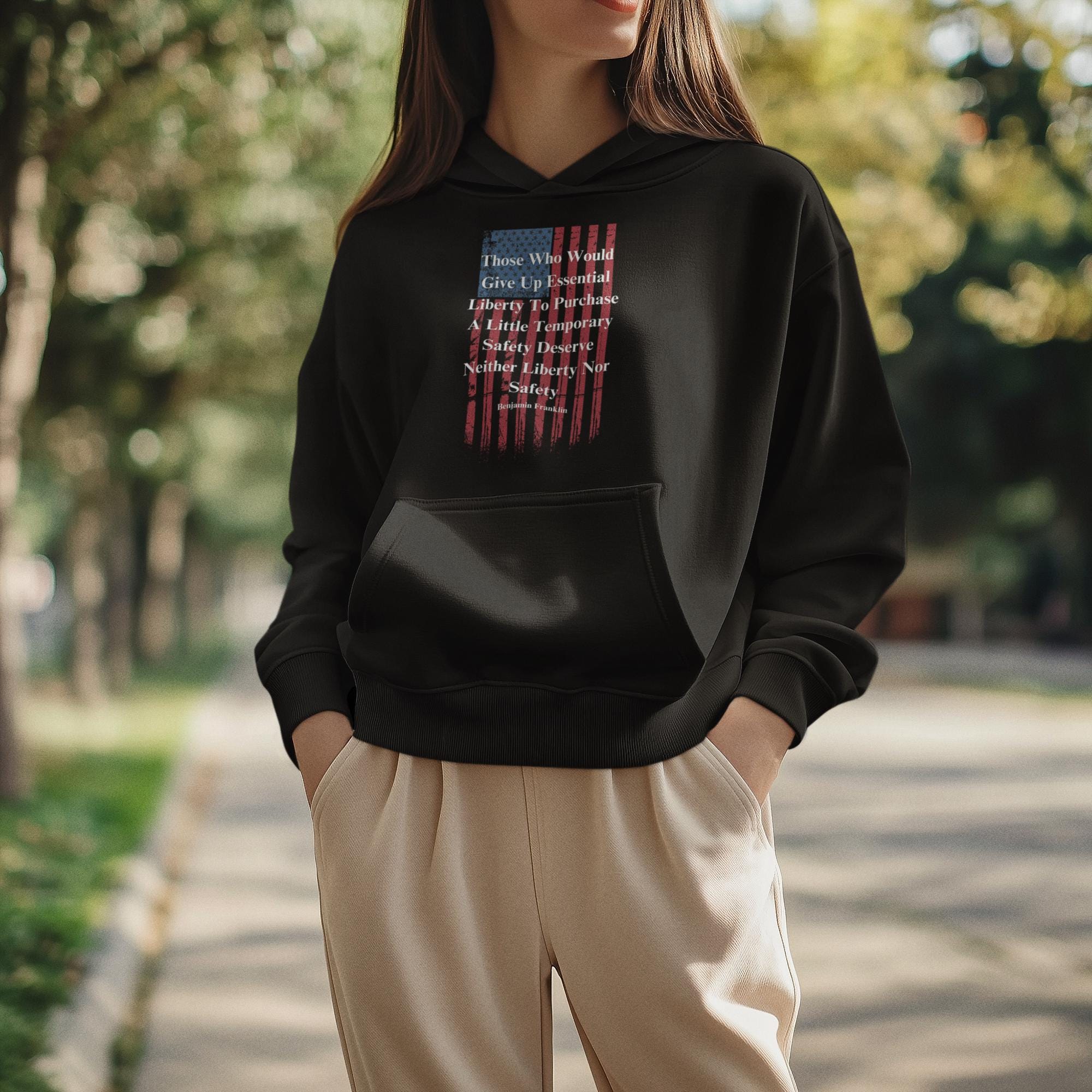 Ben Franklin Quote Hoodie: Patriotic Liberty Clothing