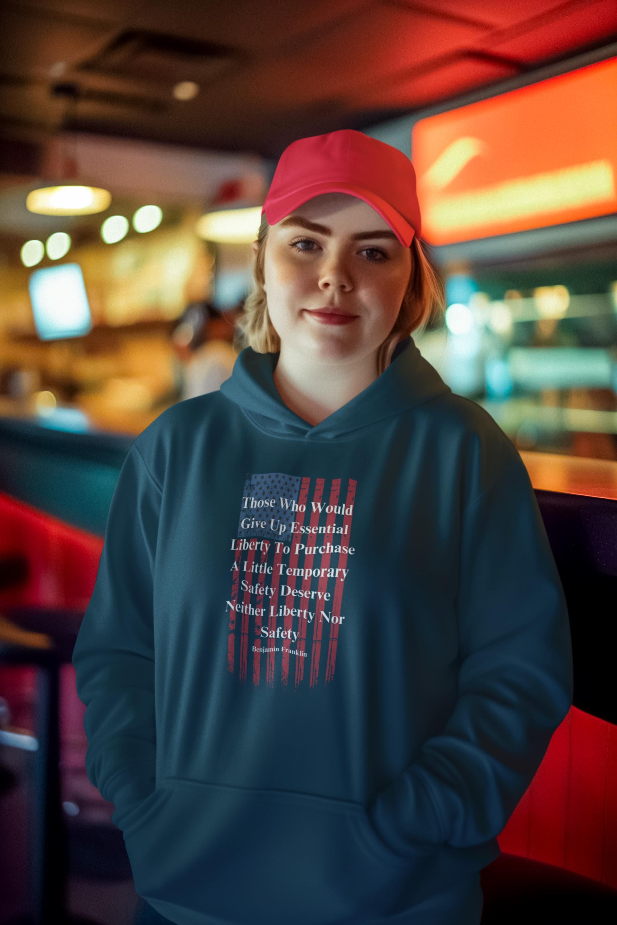 Ben Franklin Quote Hoodie: Patriotic Liberty Clothing