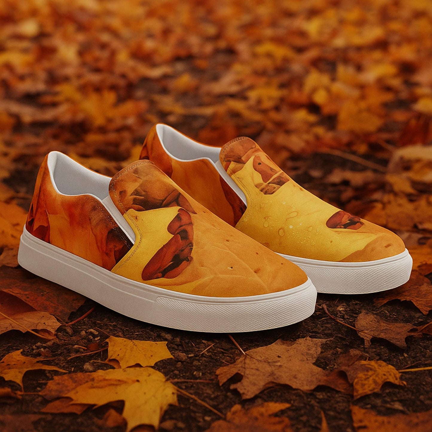 Fall Leaves Women's Canvas Slip-On Sneakers: Autumn Deck Shoes