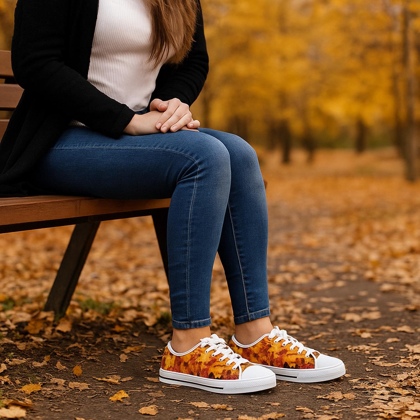 Autumn Leaf Print Low Top Sneakers